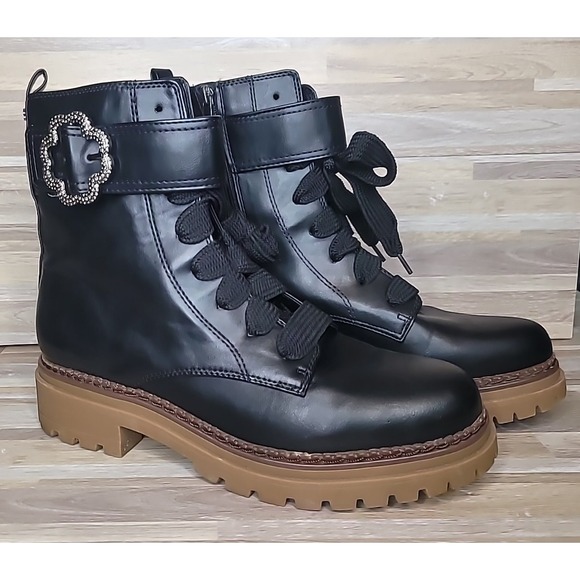 Sam & Libby Samantha Embellished Combat Boots Chunky Goth Y2K Women's Size 11 - Picture 3 of 14